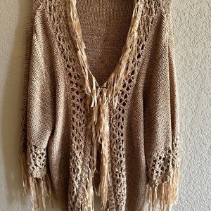 Reba Open Weave Ribbon Trimmed Cardigan